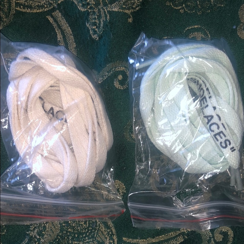 Off white tan and mint shoe laces